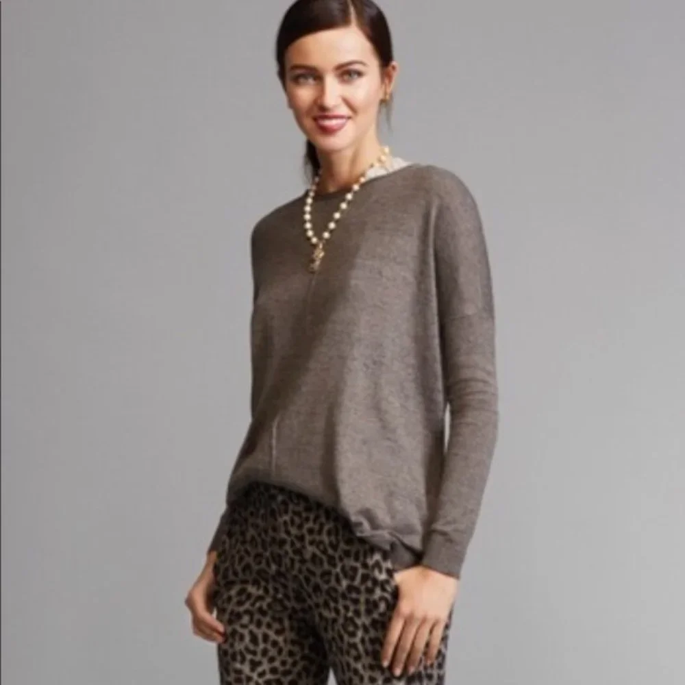 CAbi Heather Mushroom Tunic Knit Sweater Top